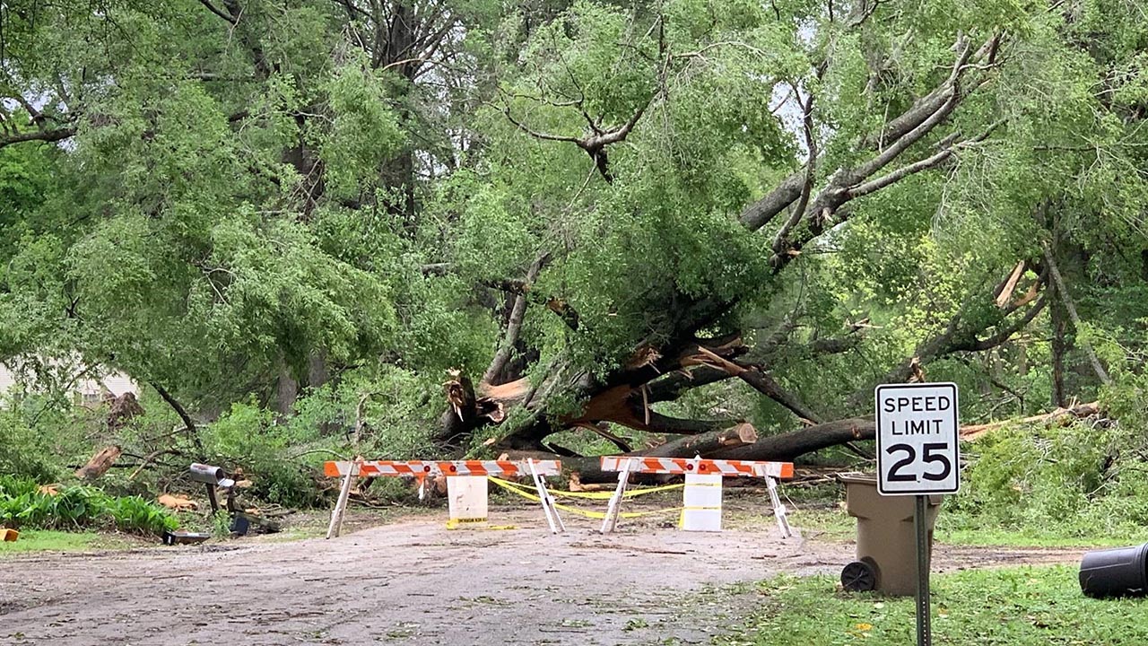 Storm damage in Cleveland on Memorial Drive near Laughlin Road.